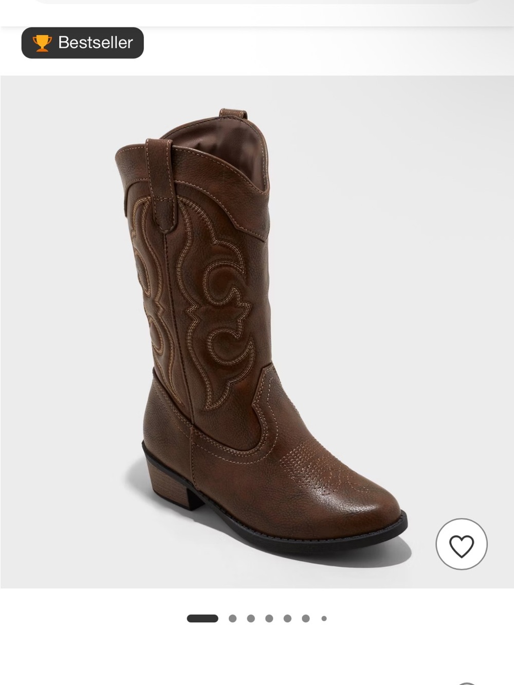 Brown Western Embroidered Mid-Calf Cowboy Boots - Picture 4 of 4